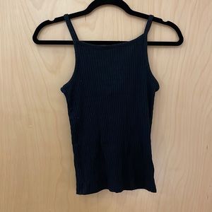 Madewell black tie-back ribbed tank top